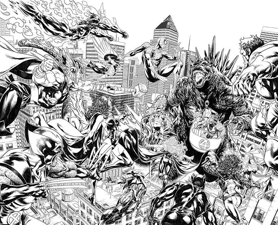 Godzilla Destroys The Marvel Universe #1-RI-2nd